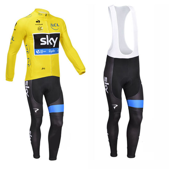 2013 Maillot sky Tirantes Mangas Largas Amarillo Y Negro